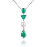Luxury Personality Jewelry High Grade Style Colourful Agate with Natural Pearl Pendulous Pendant Silver Necklace for Women