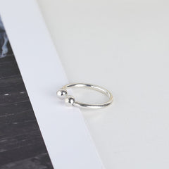 Small Round Bead Polished Opening Sterling Silver Ring