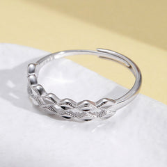 Double Rows of Rhombus Opening Sterling Silver Ring