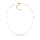 Four Round Pearl Silver Necklace