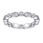 Beading Marquise and Round Zircon Silver Ring for Women