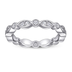 Beading Marquise and Round Zircon Silver Ring for Women