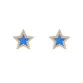 Colourful Star with Zircon Silver Studs Earrings for Women