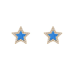 Colourful Star with Zircon Silver Studs Earrings for Women