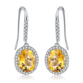 European Retro Oval Shape Silver Drop Earrings for Women