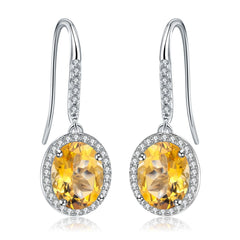 European Retro Oval Shape Silver Drop Earrings for Women