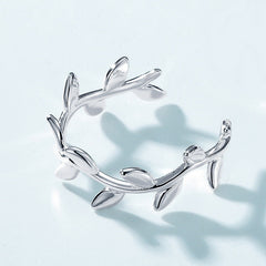 Olive Branch Bud Opening Sterling Silver Ring