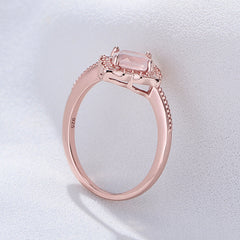 Pink Crystal Square Soleste Halo Sterling Silver Ring