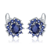 European Oval Shape Silver Studs Earrings for Women