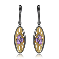 Italian Design Inlaid Colourful Gemstones Creative Lotus Root Shape Silver Drop Earrings for Women