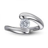 Embrace Round Zircon Solitaire Silver Ring for Women
