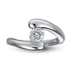 Embrace Round Zircon Solitaire Silver Ring for Women