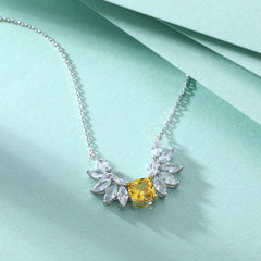 Marquise Wing Yellow Zircon Pendant Silver Necklace for Women