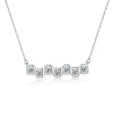 Square Zircon Chain Pendant Silver Necklace for Women