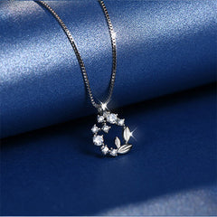 Zircon Garland Silver Necklace for Women
