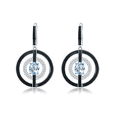 Natural Topaz Enamel Ring Design Silver Drop Earrings for Women