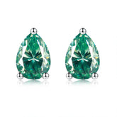1.0 Carat Pear Shaped Colourful Moissanite Silver Stud Earrings