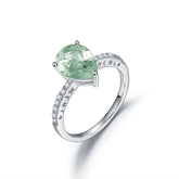 Natural Treasure Pear Drop Cathedral Sterling Silver Ring for Women