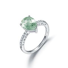 Natural Treasure Pear Drop Cathedral Sterling Silver Ring for Women