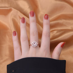 Barbie Pink Crystal Pillow Soleste Halo Sterling Silver Ring for Women