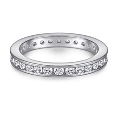 Full Round Zircon Eternity Silver Ring for Women