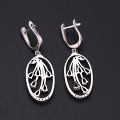 Natural Garnet Garden Design Silver Drop Earrings for Women