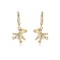 Love Bear with Zircon Silver Drop Earrings for Women