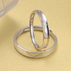 Antler Pattern Opening Sterling Silver Couple Rings