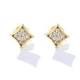 Zircon Geometric Rhombus Silver Studs Earrings for Women