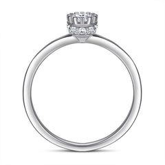 Round Zircon Solitaire Silver Ring