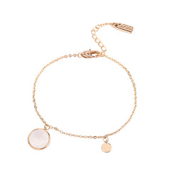 Round Mother of Pearl Silver Bracelet for Women