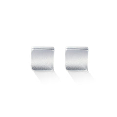 Frosted Curved Surface Square Silver Stud Earrings for Women