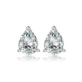 Three Prongs Pear Drop Zircon Silver Studs Earrings for Women