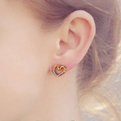 Snake Heart-shaped Silver Studs Earrings for Women
