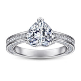 Three Prongs Heart-shape Zircon Cathedral Silver Ring