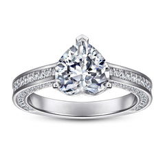 Three Prongs Heart-shape Zircon Cathedral Silver Ring