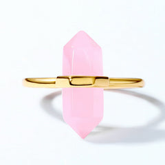 Stylish Pink Crystal Rhombus Shape Pillar Opening Silver Ring