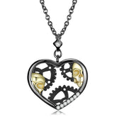 Halloween Mechanical Gear Skull Heart Shape Pendant Silver Necklace