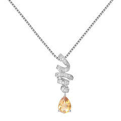 French Romantic Luxury Creative Design Inlaid Natural Colourful with Pear Drop Pendant Silver Necklace for Women