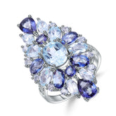 Luxury Atmosphere S925 Silver Natural Topaz Ring For Women