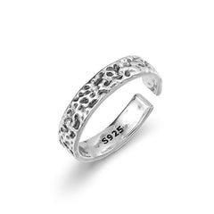 Irregular Concave Convex Textured Opening Sterling Silver Ring