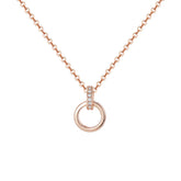 Double Ring with Zircon Pendant Silver Necklace for Women