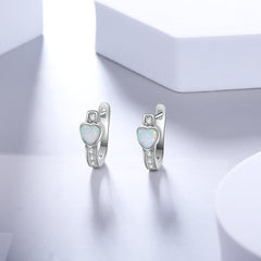 Heart Shape Opal Small Zircon Sterling Silver Earrings