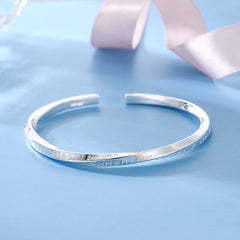 Mobius Series Letter Pattern Openning Silver Bracelet for Women