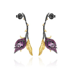 Floral Design s925 Silver Drop Earrings for Women