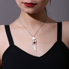 Creative Design Jewelry Inlaid Colourful Gemstone Sun Goddess Pendant Sterling Silver Necklace for Women