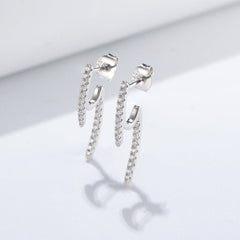 Zircon Geometric Shape Silver Studs Earrings for Women