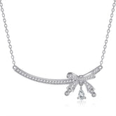 Bowknot Pear Shape Zircon Arc-shaped Strip Sterling Silver Necklace