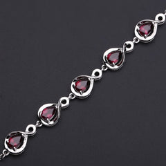 Pear Shape Rose Pomegranate Silver Bracelet