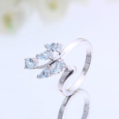 Fashionable and Luxurious Design Inlaid Natural Topaz S925 Silver Ring for Women